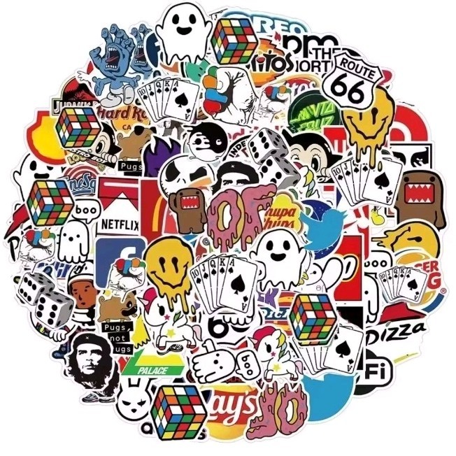 50 PCS Fashion Cool Brand Logo Stickers Aesthetic Decals