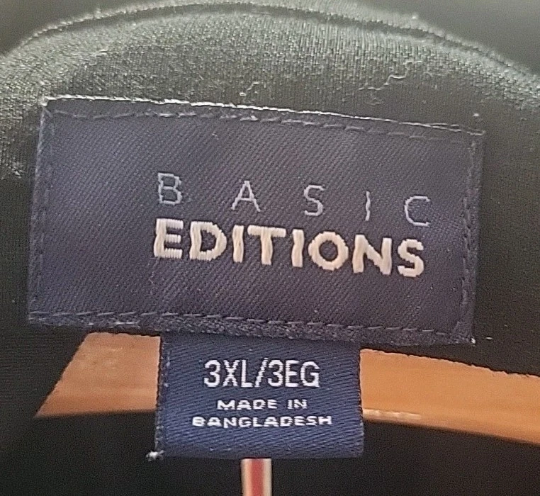 Basic Editions Button Up Black Men's 3XLT Short Sleeve Floral - Image 4 of 4