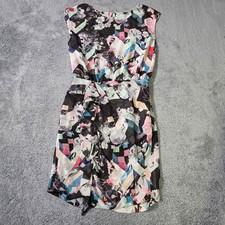 Rebecca Minkoff Womens 2 Mini Dress Multicolor Floral Geometric Ruffle Silk Blen