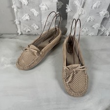 Minnetonka Tan Suede Perforated Moccasins Comfort Neutral Casual Size 11