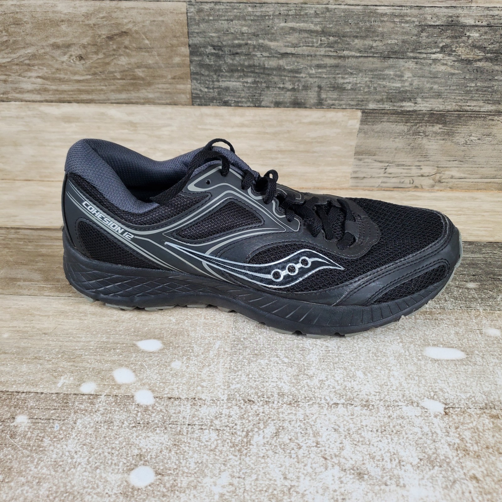 Saucony Cohesion 12 Mens Shoes Sz 9 Trail Running Black Athletic Lace Up Sneaker