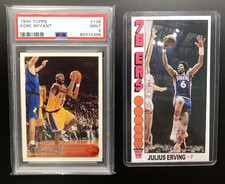 Kobe Bryant 1996-97 Topps #138 PSA 9 Rookie with 76 Julius Erving Tall Boy 396