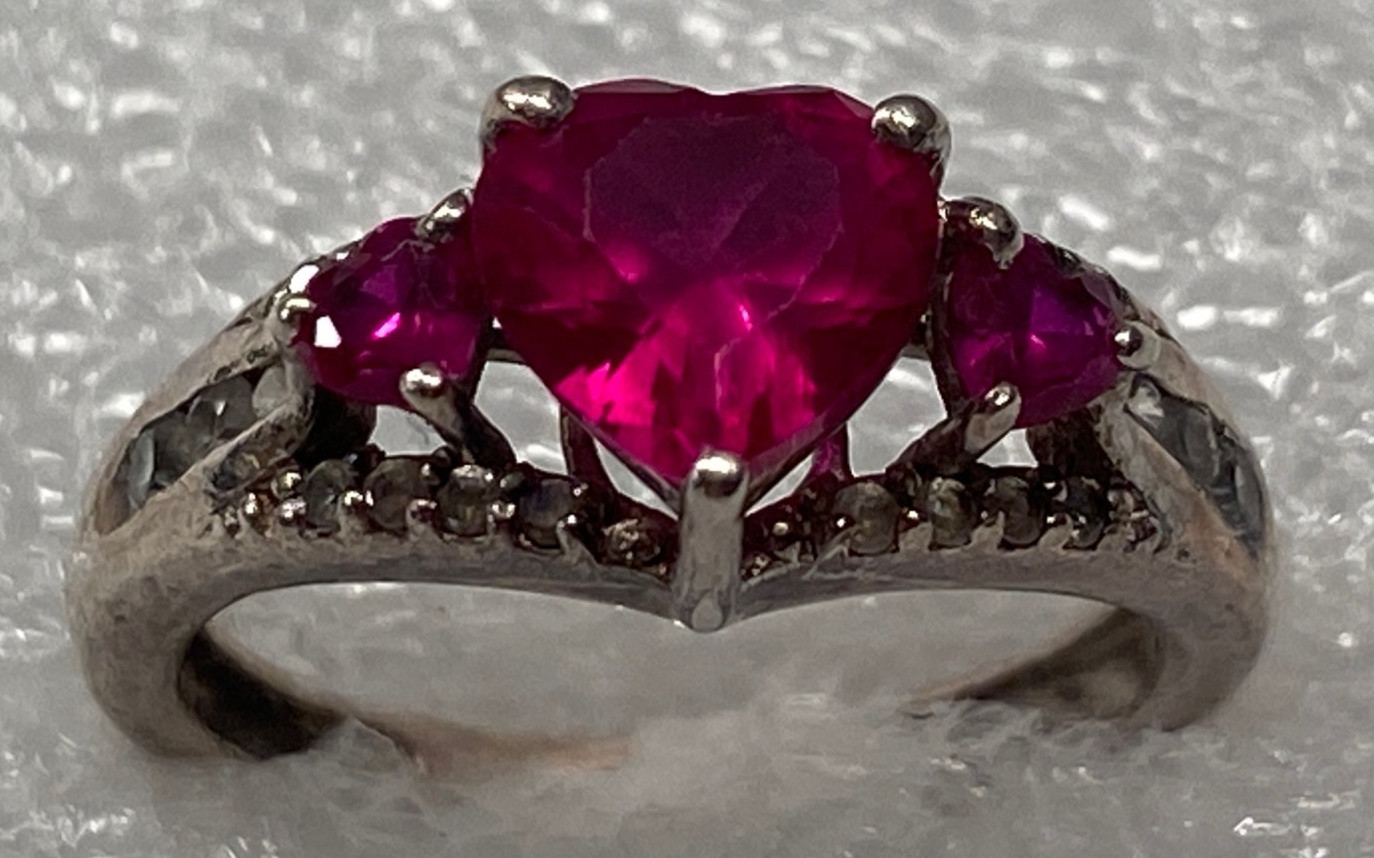 Sterling Silver Ruby Ring Gemstone Rubies Heart C… - image 2