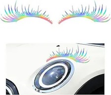 2 PCS Car Headlight Eyelash Stickers, Waterproof Reflective PE Color: Colorful