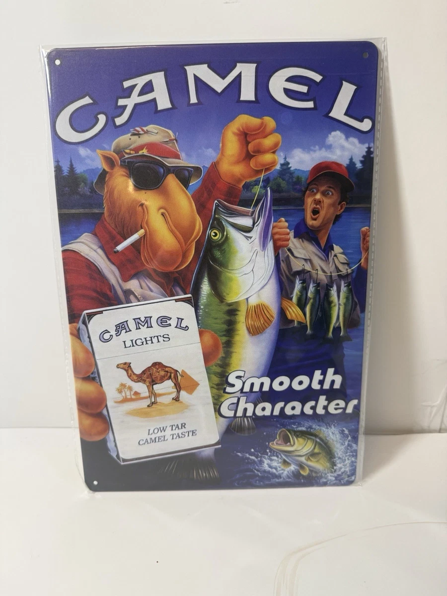 camel cigarettes tin sign Vintage 1983 Lights Embossed 17.5x 21.5 R.J. Reynolds FREMONT VINTAGE MALL  Happy