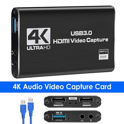 4K Video Capture Card HDMI >HDMI /USB3.0 Live Video Audio Converter Game Grabber