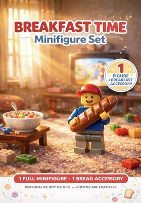 LEGO Minifigure Kid With Bread Breakfast Accessory Custom Figure Toy