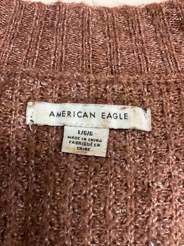 American Eagle Sweater Womens Large V Neck Waffle Knit Pullover Casual Soft - Picture 8 of 11