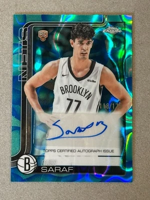 2025-26 Topps Chrome Update Ben Saraf Rookie Auto Lava Lamp Aqua/Blue #/175 NETS - Image 1 of 3