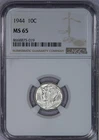 1944 Mercury Dime 10c NGC MS65
