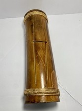Vintage Handcrafted Bamboo Slit Drum Tongue Percussion Folk Art Instrument