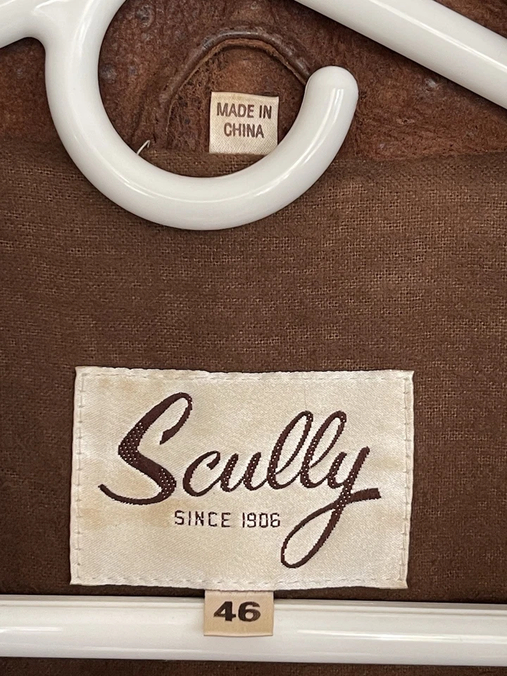 SCULLY Brown Western Crackle Leather Fringe Eagle Buttons Blazer Jacket. Size 46 - Image 2 of 4