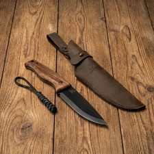 Carbon Steel Fixed-Blade Bushcraft Knife with Leather Sheath BeaverCraft BSH3