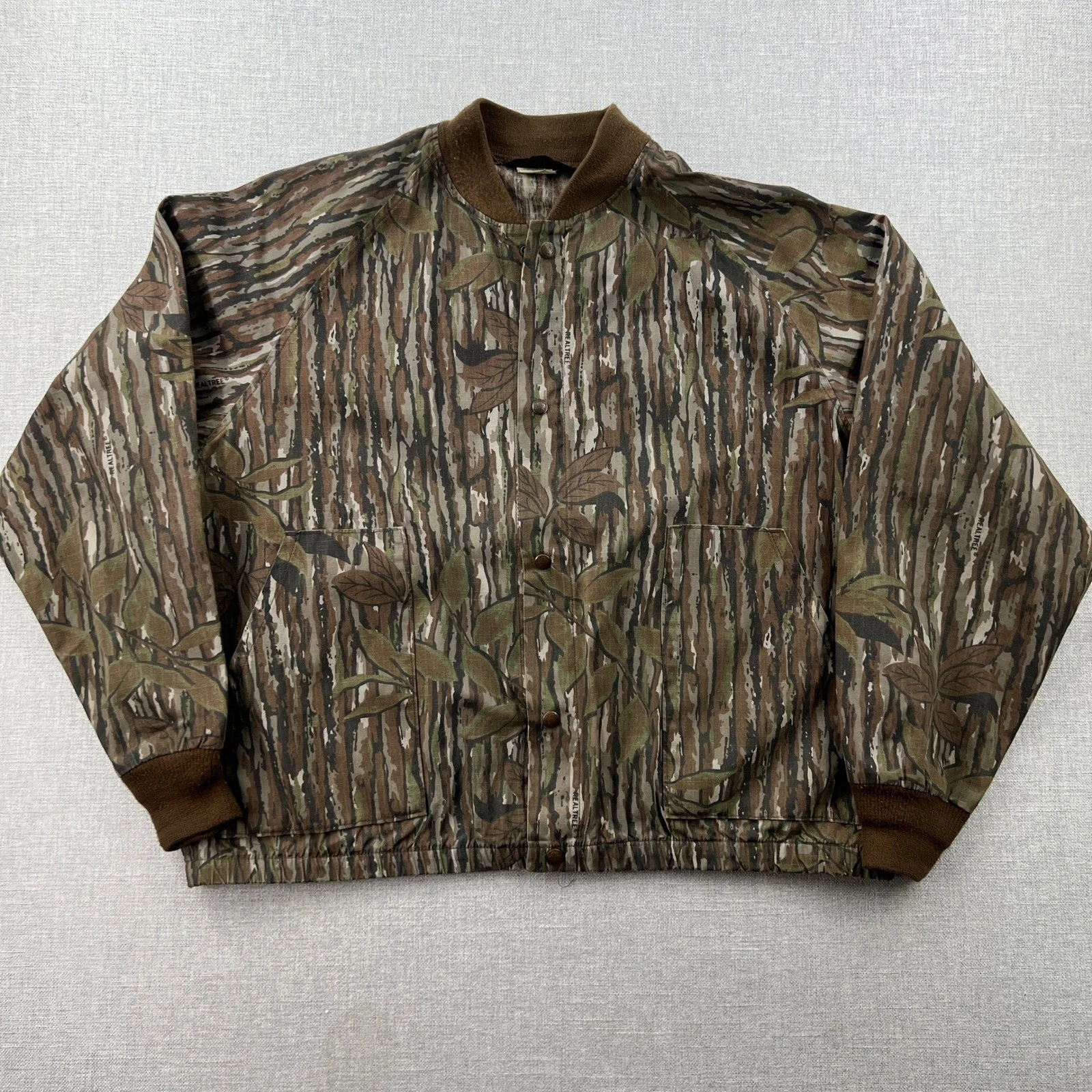 Vintage Liberty Camo Bomber Jacket Mens XL Realtree Treebark Hunting USA Made image 11