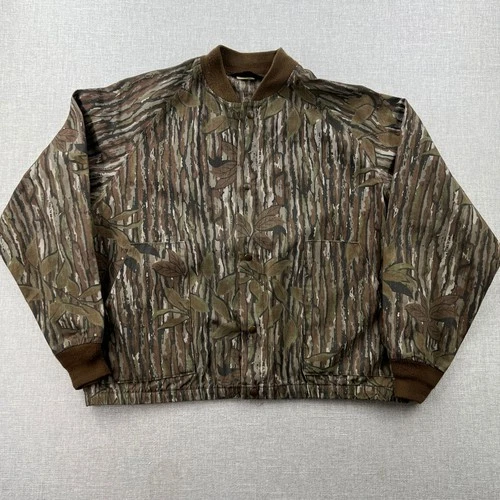 Vintage Liberty Camo Bomber Jacket Mens XL Realtree Treebark Hunting USA Made image 11