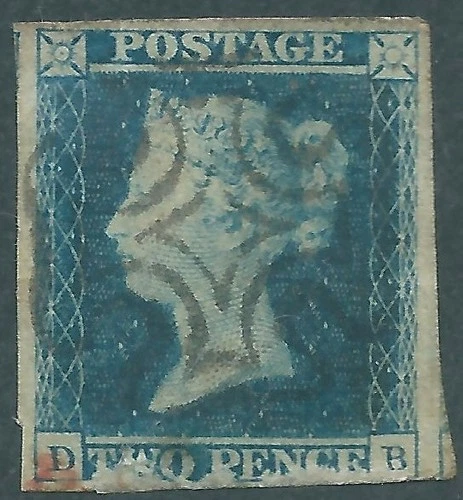 GB 1841 Queen Victoria used 2d Blue Plate 3 MALTESE CROSS SG14m