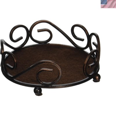 Bronze Cast Iron Coaster Holder: Keeps 4 Round Coasters Organized and Stylish