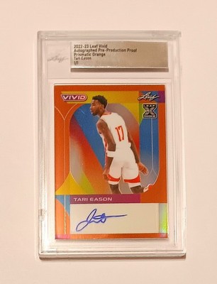 TARI EASON 1/1 Auto - 2022-23 Leaf Vivid RC Autograph ORANGE PRISMATIC - PROOF
