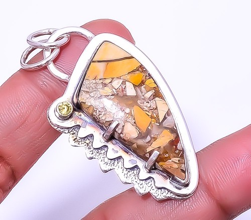 Pendentif Mookaite Naturelle Monté Sur Argent 925 - Pierre Verte Vibrante - Neuf Avec étiquettes