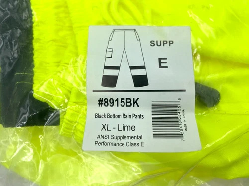 Ergodyne GloWear 8915BK Rain Pants XL Lime Hi Vis ANSI Class E Waterproof New - product listing photo