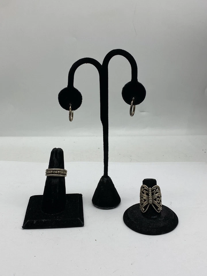 Sterling Silber verschiedene Ringe/Ohrringe Konvolut 3 Stück 13,0 g