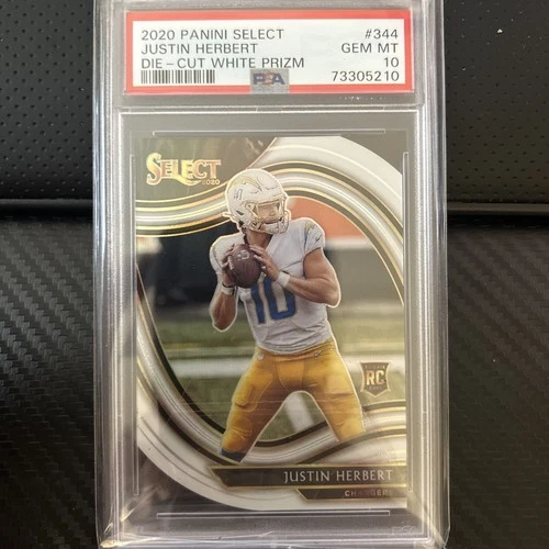 2020 Panini Select - Field Level Justin Herbert #344 White Prizm Die-Cut (RC)