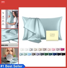 Mulberry Silk Pillowcase Queen 20x30 Inch Hidden Zipper Haze Blue Cooling