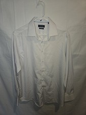 NAUTICA Slim Fit Button Down Men's White Blue Design Shirt Long Sleeve Size L