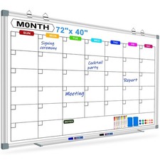 Large Monthly Calendar Whiteboard for Wall 72" x 40", Dry Erase Board Calenda...