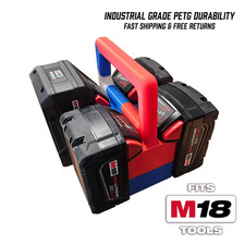 Milwaukee M18 Battery Carrying Holder 4 Slot Red,White,Blue Battery Caddy