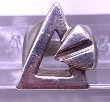 Vintage Sterling Silver Modernist ring geometric chunky ring size 6
