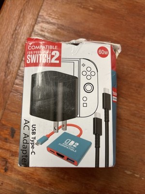Switch 2 Charger - 60W 20V 3A AC Power Adapter for Nintendo 2/1 Fit 4K TV Dock