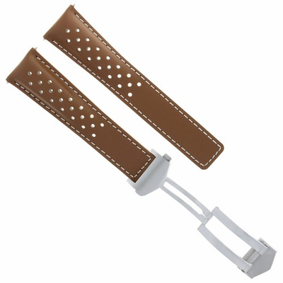 #ad LEATHER BAND WATCH STRAP CLASP 22MM FOR TAG HEUER CARRERA MONACO TAN WS PERFORAT $49.95