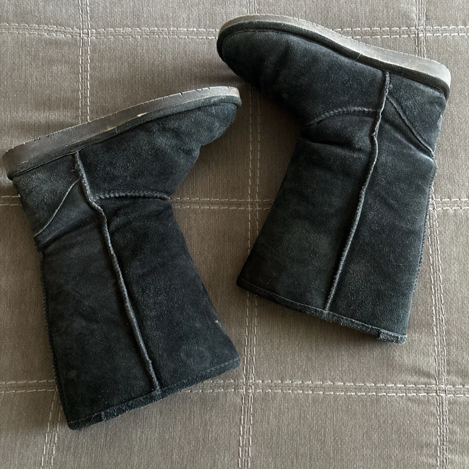 Bearpaw Botas Mujer 9 Emma Alto Pull On Piel de Oveja Botas de Invierno Negro Gamuza Planas Foto 4 de 4