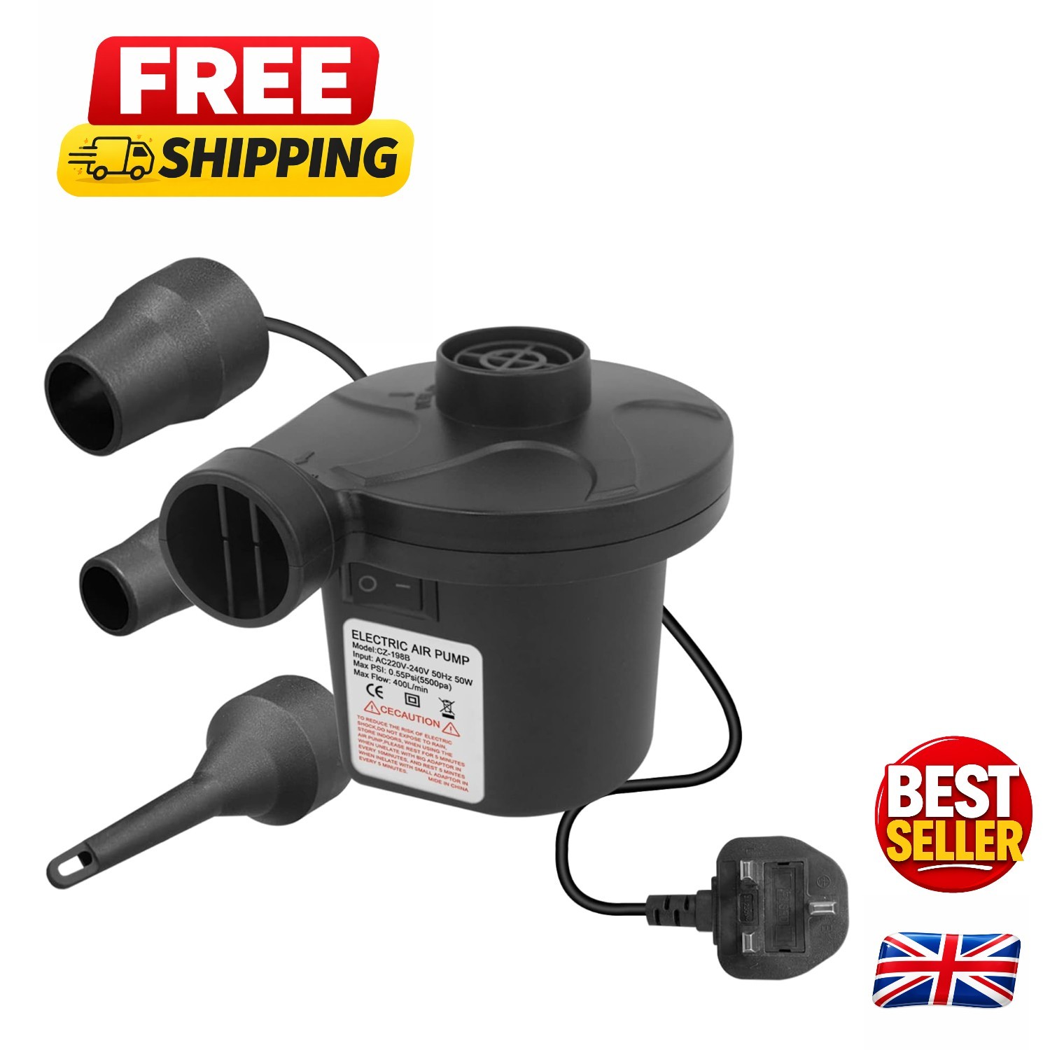 Electric Air Pump for Inflatable Pool Toys High Power Quick Fill Air Mattress