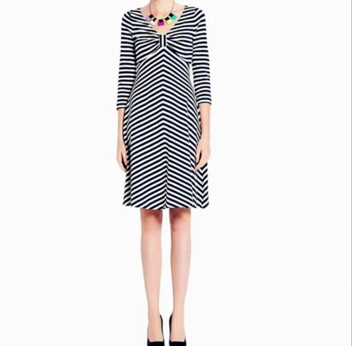 Kate Spade abito donna a righe nero e panna taglia XS