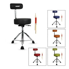 5 Core Drum Throne w Backrest 4" Padded Stool Adjustable 25.5" 441Lb Capacity
