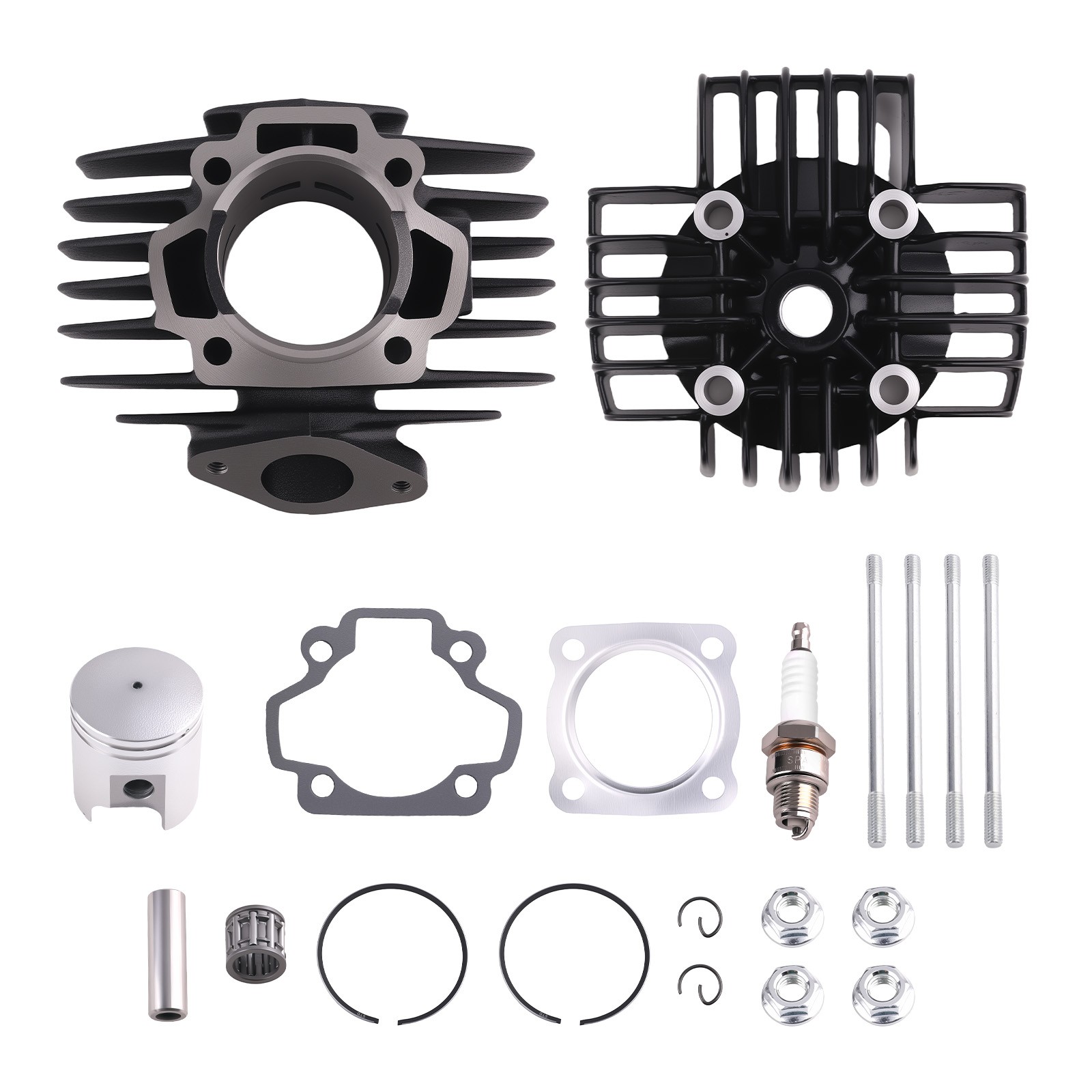 Engine Cylinder Head Piston Kit for Yamaha PW50 QT50 1979-2009 w/ Spark Plug