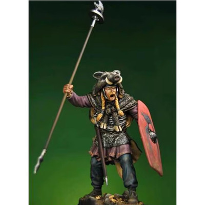 1/24 Scale 75mm Ancient Germanic Warrior Resin Figure Barbarian with Spear