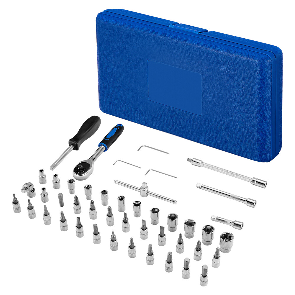 46PCS Metric & SAE Socket Wrench Set with 1/4