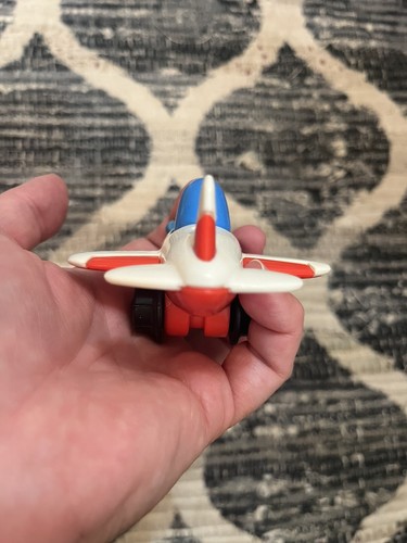 1992 Fisher Price Toy Airplane Blue Red White 3.25" Movable Propeller/Wheels - Picture 4 of 13