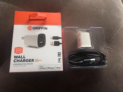 New GRIFFIN PowerBlock 2.4 Amp AC Travel Charger with Lightning Cable - Open box