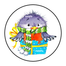 CHRISTMAS BIRD ENVELOPE SEALS STICKERS LABELS TAGS 1.5" ROUND 30 PRESENT