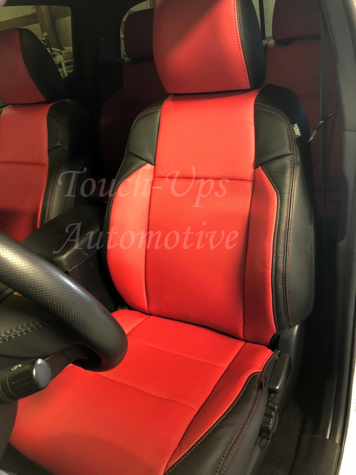 for 1622 DOUBLE Cab KATZKIN Black Red Leather Seat Cover eBay