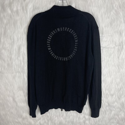 Bikkembergs Men s XXL Jacket Merino Wool Black Zip Up Long Sleeve Sweater Grey