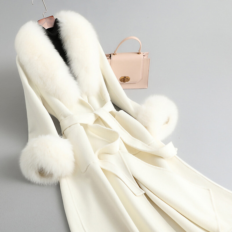 Women Luxury Big Fur Collar Overcoats