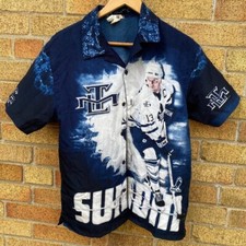 RARE Vintage Starter AOP Button Up Toronto Maple Leafs Mats Sundin T Shirt XL