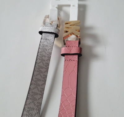 Michael KORS 2 Leather belts Set MK buckle Logo Size XL  display picture 3