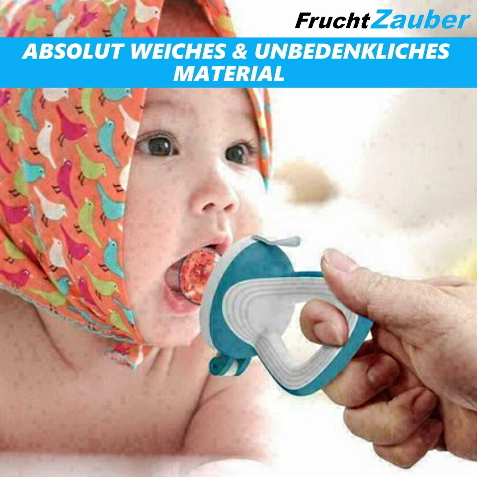 FruitZaugen succhietto frutta bambino ciuccio anello da mordere aspiratore frutta silicone senza BPA 2x - Immagine 3 di 4