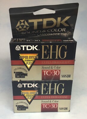 TDK E-HG TC-30 Extra High Grade VHS-C Camcorder Video Cassettes Tape 2 Pack 